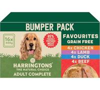 Harringtons Complete Wet Tray Grain Free Hypoallergenic Adult Dog Food Favourites Bumper Pack 16x400g - Chicken, Lamb, Beef & Duck - Made with All Natural Ingredients