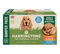 Harringtons Complete Wet Tray Grain Free Hypoallergenic Adult Dog Food Mixed Bumper Pack 16x400g - Chicken, Salmon, Turkey & Duck