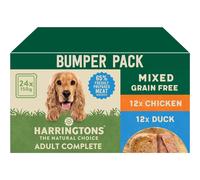Harringtons Complete Wet Tray Grain Free Hypoallergenic Adult Dog Food Mixed Pack 24x150g - Chicken & Duck - Made with All Natural Ingredients