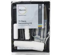 Harris Essentials 11 Piece Decorating Set Walls Ceilings Woodwork Painting Kit Rollers Brushes Sanding Block Uk