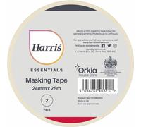 Harris Essentials 24mm Masking Tape (Pack of 2) - Cream - One Size - Cream