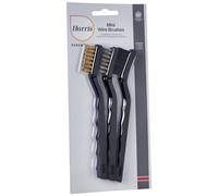 Harris Essentials Mini Wire Brush 3 Pack, Nylon, Steel & Brass