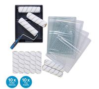 Harris Interior 22 Piece Paint Roller Set, 10X 9" Sleeves, 10 Tray Inserts, Soft Grip Frame & Tray, Wall Painting Kit