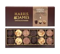Harris & James Barista Collection 12 Piece Chocolate Selection Box. Handmade Luxury Coffee Chocolates From Bean To Bar. Dark Espresso, Flat White & Caramel Latte Milk & Dark Mixed Selection Box (180g)