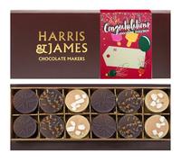 HARRIS & JAMES - Congratulations Gift Box (12 Pack) Filled With Milk and White chocolate Truffles. Handcrafted Chocolate In Three Flavours Eton Mess, Salted Caramel & Biscuit Royal.