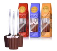 Harris & James Hot Chocolate Stirrers - Variety Pack of 3. Salted Caramel, Dark & Milk Chocolate with Marshmallows. Gift Set