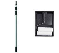 Harris Seriously Good Aluminium Extension Pole, 3m & 101092005 Essentials Walls & Ceilings Twin Set | 1 x Tray, 1 x Frame, 2 x Roller Sleeves | 9"