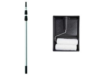 Harris Seriously Good Aluminium Extension Pole, 3m & 101092005 Essentials Walls & Ceilings Twin Set | 1 x Tray, 1 x Frame, 2 x Roller Sleeves | 9"