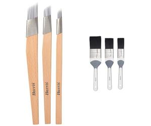 Harris Seriously Good Fitch Paint Brushes Pack Of 3 Cutting In & Control Hobby & Craft 0.5", 0.75", 1 & Seriously Good 3 Pack Gloss Flat Brush Set, 1in, 1.5in, 2in