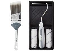 Harris Seriously Good Walls & Ceilings Angled Paint Brush | 2" & 102012205 Seriously Good Walls & Ceilings Medium Pile Mini Roller Sleeves Set, 4"