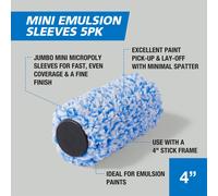 Harris Trade Jumbo Mini Roller Set Replacement Sleeves Pack of 5