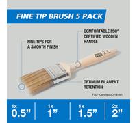 Harris Trade Paint Brush Multi-Pack, Pack of 5, 0.5", 1", 1.5", 2"