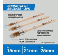 Harris Trade Round Sash Brushes 3 Pack