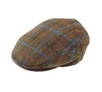 Harris Tweed 100% Wool Mens Premium County Caps - Brown Check - Made in The UK - Gents Winter Hat - Wedding, for him - Satin Lining XX Large Size