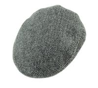 Harris Tweed 100% Wool Mens Premium County Caps - Grey Classic Herringbone - Made in The UK - Gents Winter Hat - Wedding, for him - Satin LiningLarge Size