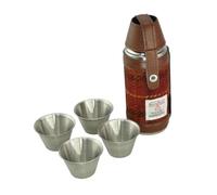 Harris Tweed 8oz Stainless Steel Hunting Flask - Multiple Tartan Hip Flask for Men | 4 Cups | Christmas, New Year, Winter Scottish Gift Box (Brown with Orange Overcheck)