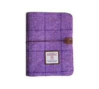Harris Tweed A5 Notebook Binder, Wool Fabric Refillable Binder, 6 Ring Planner with Refill Papers, Pen Loop A5 Size Notebook Journals (Purple)