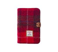 Harris Tweed A6 Notebook Binder,Wool Fabric Refillable A6 Binder,6 Ring Planner with A6 Refill Papers,Pen Loop A6 Size Notebook Journals for Writing (Red Plaid)