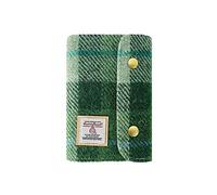 Harris Tweed A7 Notebook Binder,Wool Fabric Refillable A7 Binder,6 Ring planner with A7 Refill Papers,Pen Loop A7 Size Notebook Journals for Writing (Green Plaid)