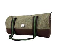 Harris Tweed Barrel Holdall Duffel Bag with Adjustable Strap Perfect for Travel and Gym, Country Green, One Size, Classic