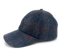 Harris Tweed Baseball Cap, Deep Crown, Unisex Fit 57-62cm, Made in Scotland (UK, Alpha, One Size, Navy Houndstooth Check)