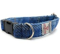 Harris Tweed Blue Check Dog Collar (Medium)