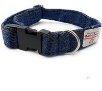 Harris Tweed Blue Overcheck Dog Collar (Medium)