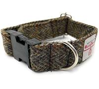 Harris Tweed Brown Herringbone Handmade Dog Collar (Medium)