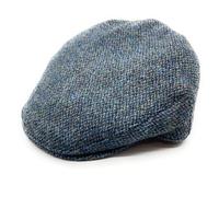 Harris Tweed County Flat Cap, Authentic Scottish Made, Men's (UK, Alpha, M, Blue Fleck)