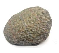 Harris Tweed County Flat Cap, Authentic Scottish Made, Men's (UK, Alpha, M, Green Herringbone)