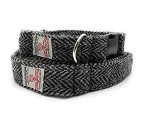 Harris Tweed Dog Collar And Lead Set Grey Herringbone (Large)