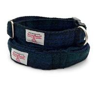 Harris Tweed Dog Collar And Lead Set Handmade (Black Watch, L)
