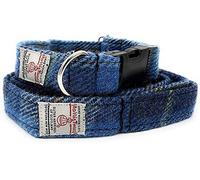 Harris Tweed Dog Collar And Lead Set Handmade (Blue Check, S)