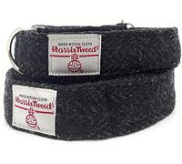 Harris Tweed Dog Collar And Lead Set Handmade (Charcoal Herringbone, M)