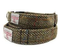 Harris Tweed Dog Collar And Lead Set Handmade (Green Herringbone, L)