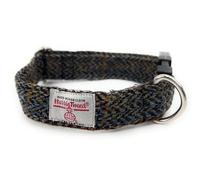 Harris Tweed Dog Collar (Green Herringbone Rust Overcheck, S)