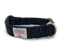 Harris Tweed Dog Collar (Navy Houndstooth Check, M)