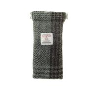 Harris Tweed Glasses Case (LB2109) in Multiple Tartans - Soft Case with Clip. Trademark Badge, Multiple Plaid Designs. Everyday Use for Men/Women. Scottish Tradition. (Green Patchwork)
