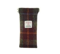 Harris Tweed Glasses Case (LB2109) in Multiple Tartans - Soft Case with Clip. Trademark Badge, Multiple Plaid Designs. Everyday Use for Men/Women. Scottish Tradition. (Rust Check)
