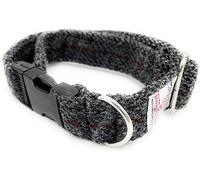 Harris Tweed Grey Check Dog Collar (Large)