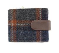 Harris Tweed Handwoven Scottish Wallet with Coin Pocket, Card Slots, Note Compartments, Traditional Craftsmanship (Grey with Rust Overcheck)