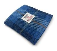Harris Tweed Hip Flask Sleeve, 8oz & 6oz, Traditional Scottish Wool (Blue Check, 8oz)