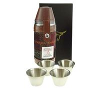 Harris Tweed Hunting Flask - 8oz Black Tartan Hunting Hip Flask with 4 Cups - HF3500 (Rust Check)