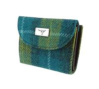 Harris Tweed 'Jura' Purse in Sea Blue and Green Check