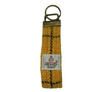 Harris Tweed Keyring Fabric Hoop/Loop Key Ring Fob Scottish Gift Mens & Womens (Yellow)