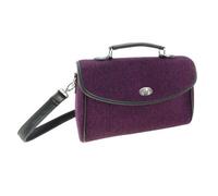 Harris Tweed Ladies Burgundy Herringbone Tweed Satchel Bag, Authentic Scottish Tartan Wool, Adjustable Shoulder Strap, Turn Clasp with Zip Closure