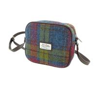 Harris Tweed Ladies Crossbody Mini Bag, Square Shape, Hand Woven Scottish Wool, Traditional Style (Multi Colour Tartan)