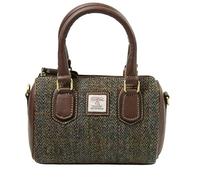 Harris Tweed Ladies Hand Bag 11 in Classic Brown | Authentic Handwoven Scottish Wool Handbag with Premium Leather Trim, Structured Compact Design, Secure Storage & Timeless Heritage Craftsmanship