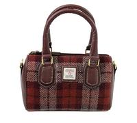 Harris Tweed Ladies Hand Bag DPX-05 in Deep Maroon | Authentic Handwoven Scottish Wool Handbag with Premium Leather Trim, Structured Design, Spacious Interior & Elegant Everyday Heritage Craftsmanship