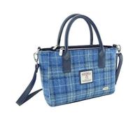 Harris Tweed Light Blue and Yellow Tartan Check Brora Tote Grab Handbag Purse